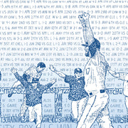 Word art depicting Kansas City Royals players celebrating 2015 World Series win, handwritten with every 2015 Royals game.