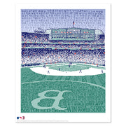 Unframed word art of Boston Red Sox 2013 World Series win at Fenway Park, formed from handwritten stats of the 2013 season.