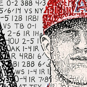 2014 MVP Mike Trout wall art portrait print with hand-drawn words in red, black, and white for Anaheim Angels gift.