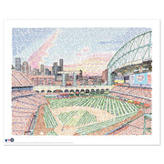 Huston Astros gift of Minute Maid Stadium made of small rainbow-colored names of every Astro in history by artist Dan Duffy.