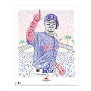 Unframed word art print of 2018 Boston Red Sox outfielder Mookie Betts, handwritten with record of team’s 2018 season.