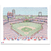 Citizens Bank Park Phillies Stadium color print handwritten with the names of every Phillie in history (1883-2018.)