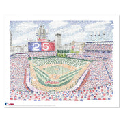 Cleveland Indians Stadium made of handwritten names of all Indians players since 1901 as part of Cleveland gift collection.