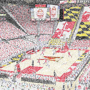 Artwork of University of Maryland Men’s Basketball Xfinity Center made with handwritten names of every team player and coach.