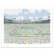 Unframed print of word art view of Lambeau Field, handwritten with names of all Green Bay Packers through 2017.