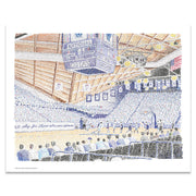 Villanova Basketball Stadium art print made of handwritten details of men’s basketball games from Villanova gift collection.