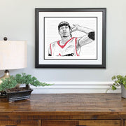 Matted and framed word art print of AI cupping his hand to his left ear makes one of the best Allen Iverson gifts.