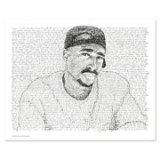 Unframed print of word art Tupac drawing, handwritten with selection of the groundbreaking rapper’s lyrics.