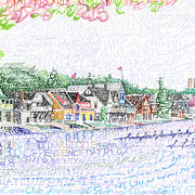 Boathouse Row artwork offers view formed by handwritten names of bridges, roads, regattas and monuments around Kelly Drive.