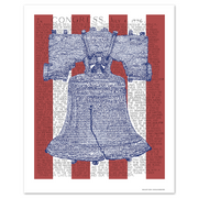Unframed print of Liberty Bell art, handwritten with the Declaration of Independence text—among the best Liberty Bell gifts.