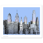 Unframed Philadelphia Skyline art poster made of handwritten words about Philly landmarks and more.