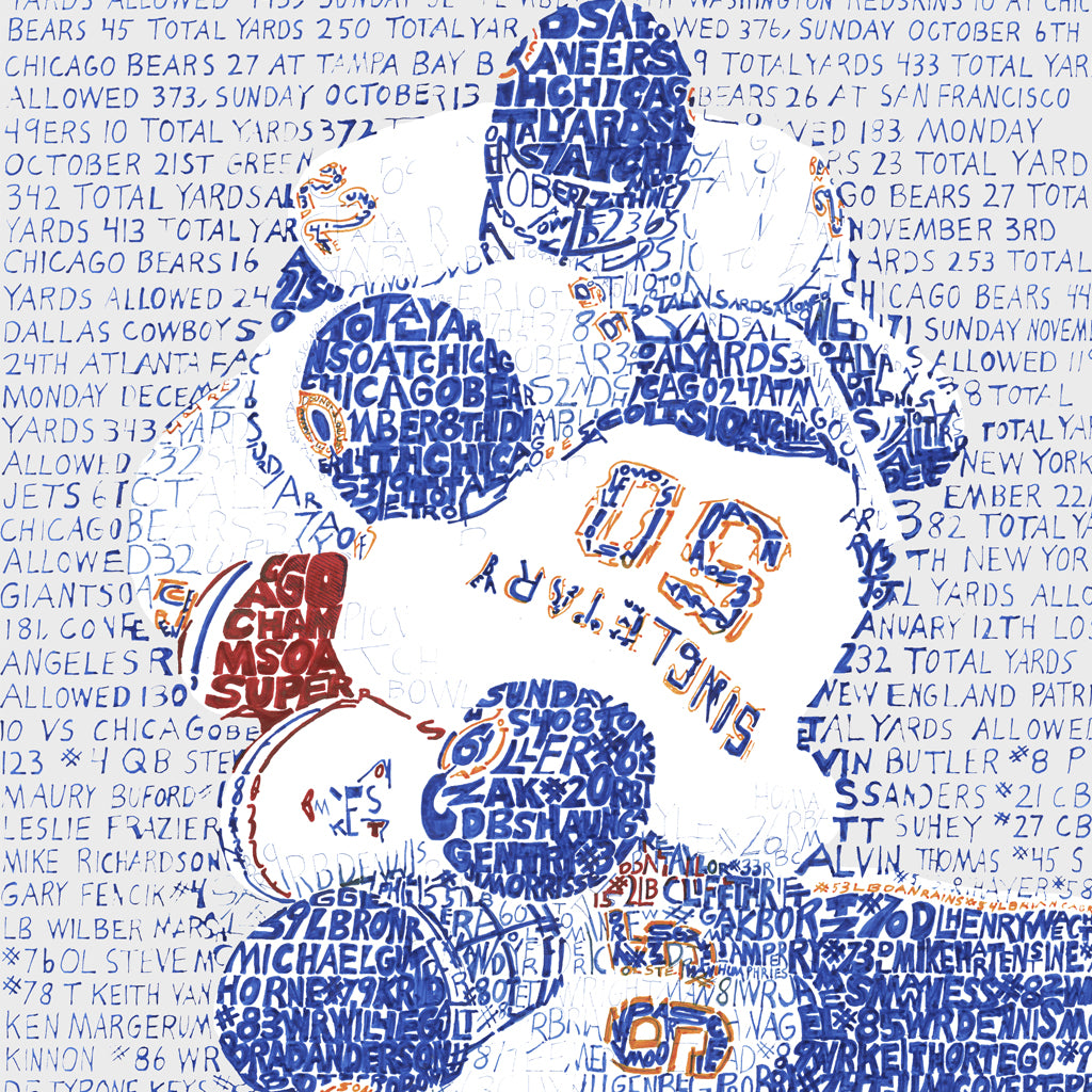 1985 Bears Championship | Chicago Wall Decor | Art of Words