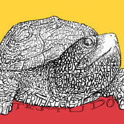 University of Maryland UMD Testudo turtle mascot art made of handwritten lyrics of the University of Maryland fight song.