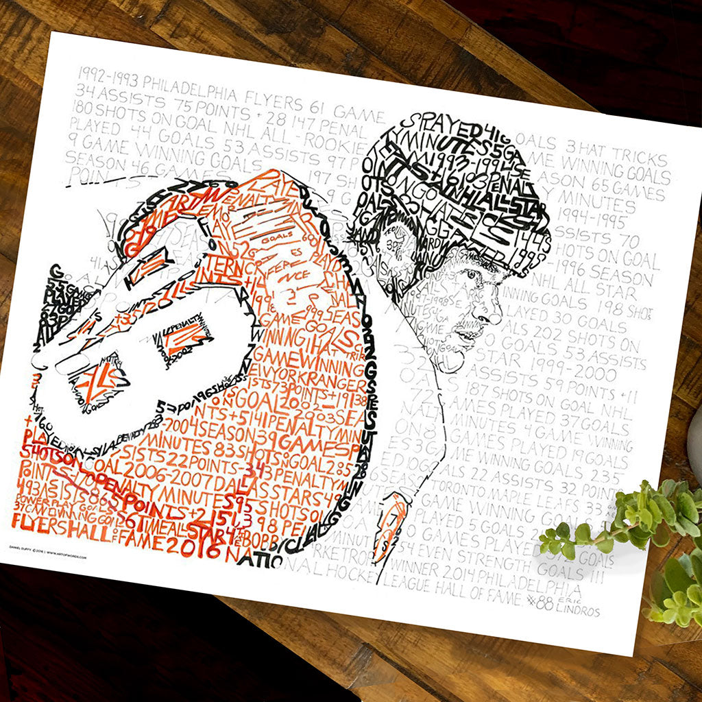 Eric Lindros | Philadelphia Flyers Art | Art of Words - 16x20 Standard Size Print