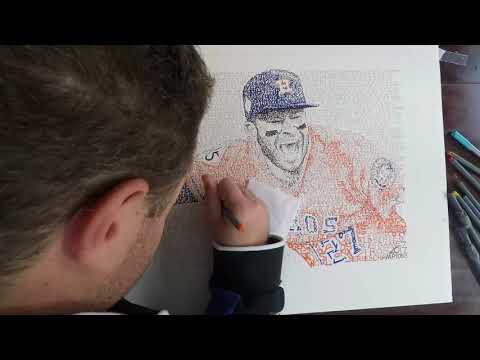 Time lapse video of word artist Dan Duffy creating print celebrating 2017 Houston Astros World Series win.