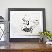 Original uncolored portrait of 1979 World Series MVP Willie Stargell of 1979 Pittsburgh Pirates, handwritten with season stats.