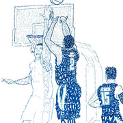 Villanova National Championship 2016 art with Kris Jenkins making “The Shot” made with handwritten Villanova 2016 games.